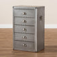 Davet French Industrial Silver Metal 5-Drawer Accent Storage Cabinet FredCo