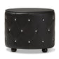 Davina Hollywood Glamour Style Oval 2-drawer Black Faux Leather Upholstered Nightstand FredCo