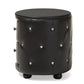 Davina Hollywood Glamour Style Oval 2-drawer Black Faux Leather Upholstered Nightstand FredCo