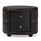 Davina Hollywood Glamour Style Oval 2-drawer Black Faux Leather Upholstered Nightstand FredCo