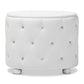 Davina Hollywood Glamour Style Oval 2-drawer White Faux Leather Upholstered Nightstand FredCo