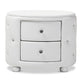 Davina Hollywood Glamour Style Oval 2-drawer White Faux Leather Upholstered Nightstand FredCo