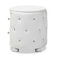 Davina Hollywood Glamour Style Oval 2-drawer White Faux Leather Upholstered Nightstand FredCo