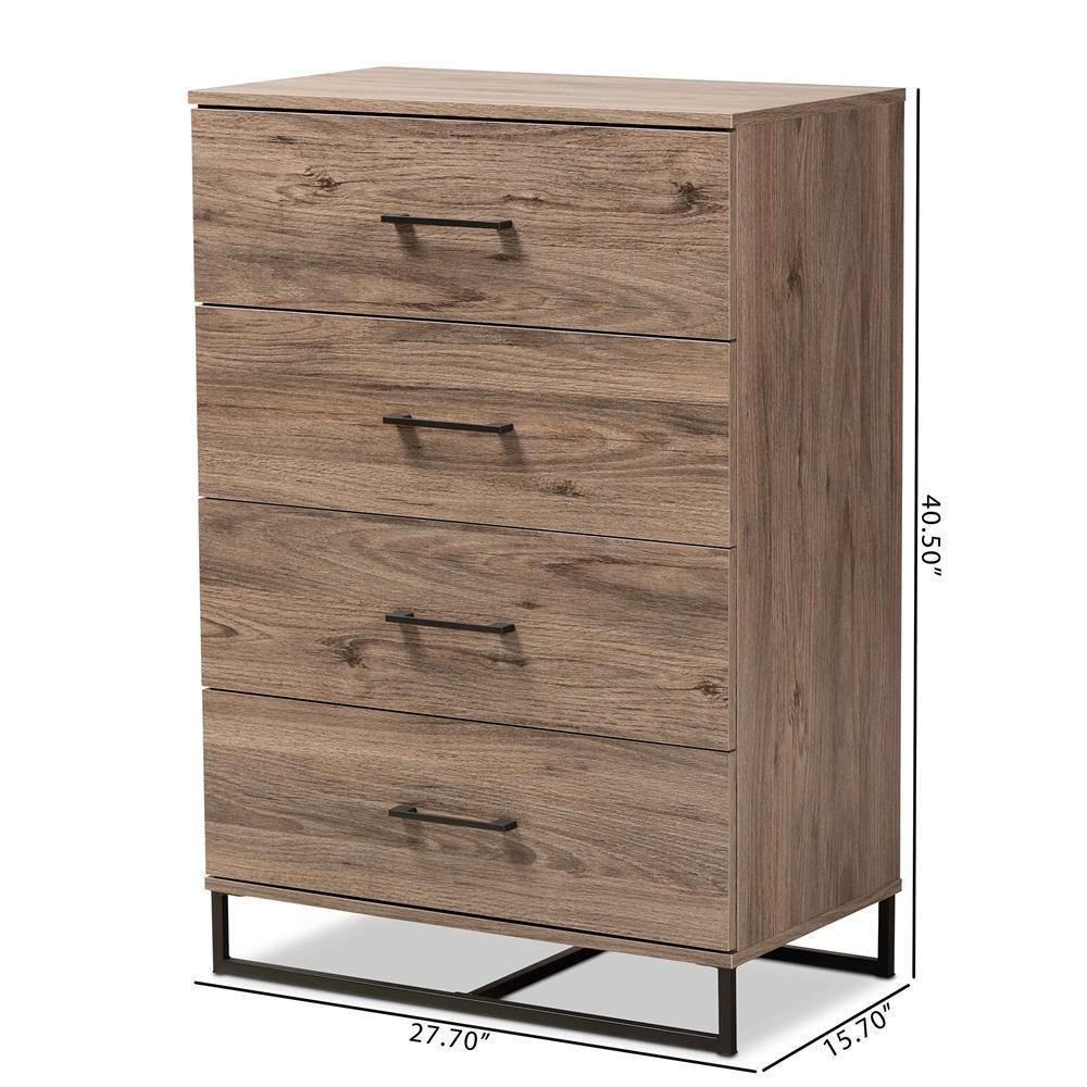 Daxton Modern and Contemporary Rustic Oak Finished Wood 4-Drawer Storage Chest FredCo