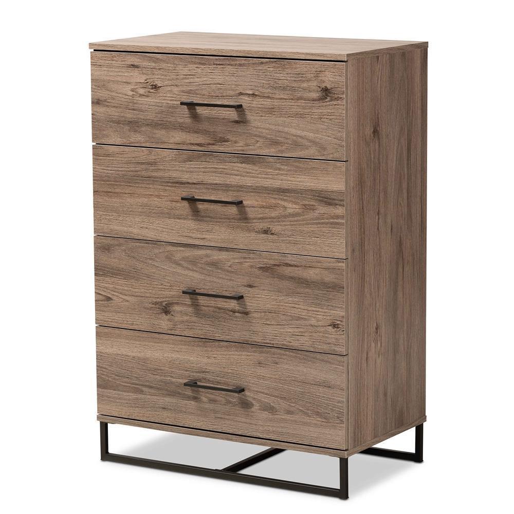 Daxton Modern and Contemporary Rustic Oak Finished Wood 4-Drawer Storage Chest FredCo