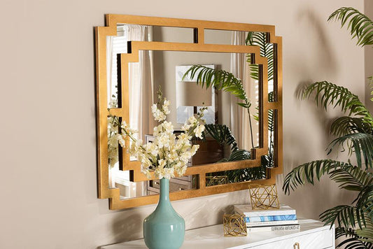 Dayana Modern and Contemporary Antique Gold Finished Wood Accent Wall Mirror FredCo
