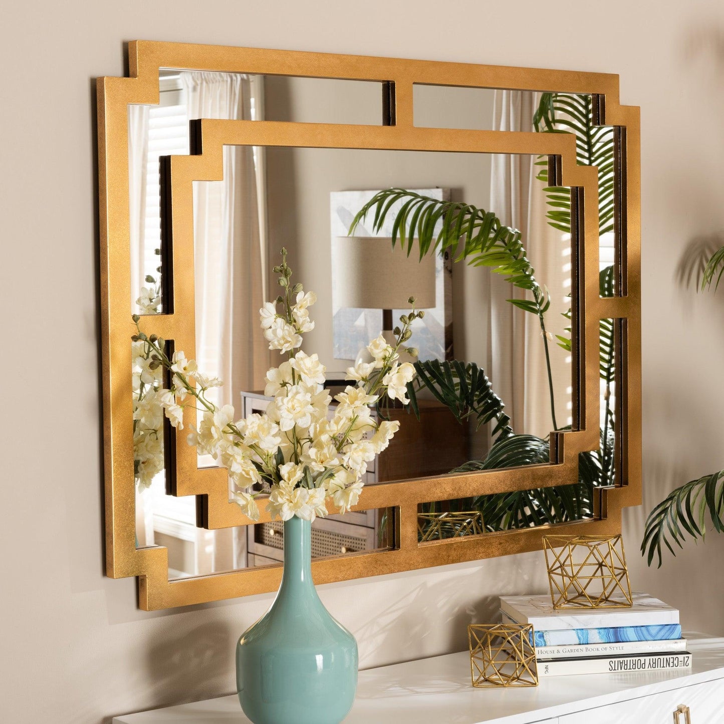 Dayana Modern and Contemporary Antique Gold Finished Wood Accent Wall Mirror FredCo
