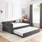 Daybed with Trundle Upholstered Tufted Sofa Bed, with Button and Copper Nail on Arms，Full Daybed & Twin Trundle, Grey W487S00078 FredCo