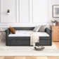 Daybed with Trundle Upholstered Tufted Sofa Bed, with Button and Copper Nail on Arms，Full Daybed & Twin Trundle, Grey W487S00078 FredCo