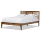 Daylan Mid-Century Modern Solid Walnut Wood Slatted Queen Size Platform Bed FredCo