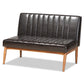 Daymond Mid-Century Modern Dark Brown Faux Leather Upholstered and Walnut Brown Finished Wood 2-Piece Dining Nook Banquette Set FredCo