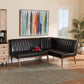 Daymond Mid-Century Modern Dark Brown Faux Leather Upholstered and Walnut Brown Finished Wood 2-Piece Dining Nook Banquette Set FredCo