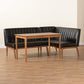 Daymond Mid-Century Modern Dark Brown Faux Leather Upholstered and Walnut Brown Finished Wood 3-Piece Dining Nook Set FredCo