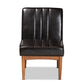 Daymond Mid-Century Modern Dark Brown Faux Leather Upholstered and Walnut Brown Finished Wood Dining Chair FredCo