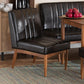 Daymond Mid-Century Modern Dark Brown Faux Leather Upholstered and Walnut Brown Finished Wood Dining Chair FredCo