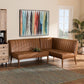 Daymond Mid-Century Modern Tan Faux Leather Upholstered and Walnut Brown Finished Wood 2-Piece Dining Nook Banquette Set FredCo