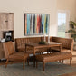 Daymond Mid-Century Modern Tan Faux Leather Upholstered and Walnut Brown Finished Wood 5-Piece Dining Nook Set FredCo
