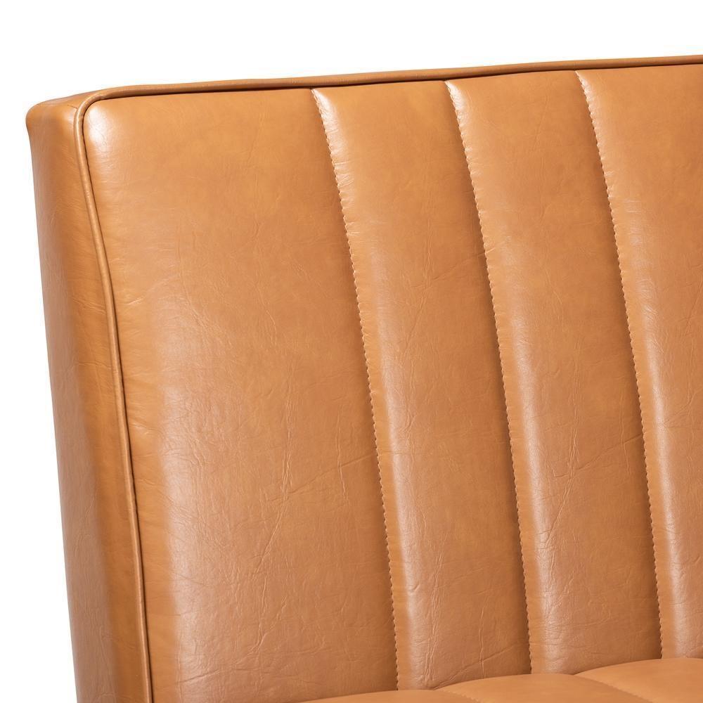 Daymond Mid-Century Modern Tan Faux Leather Upholstered and Walnut Brown Finished Wood 5-Piece Dining Nook Set FredCo