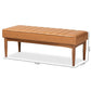 Daymond Mid-Century Modern Tan Faux Leather Upholstered and Walnut Brown Finished Wood Dining Bench FredCo