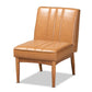 Daymond Mid-Century Modern Tan Faux Leather Upholstered and Walnut Brown Finished Wood Dining Chair FredCo