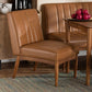 Daymond Mid-Century Modern Tan Faux Leather Upholstered and Walnut Brown Finished Wood Dining Chair FredCo