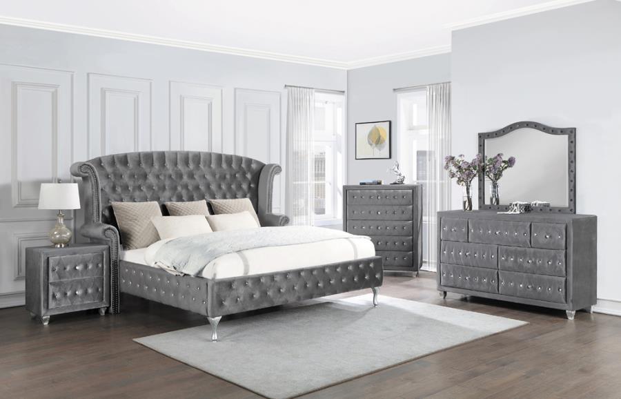 Deanna 5-piece Tufted California King Bedroom Set Grey Coaster FredCo