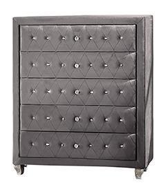 Deanna Upholstered Tufted Bedroom Set Grey Coaster Eastern King, 5 Piece FredCo
