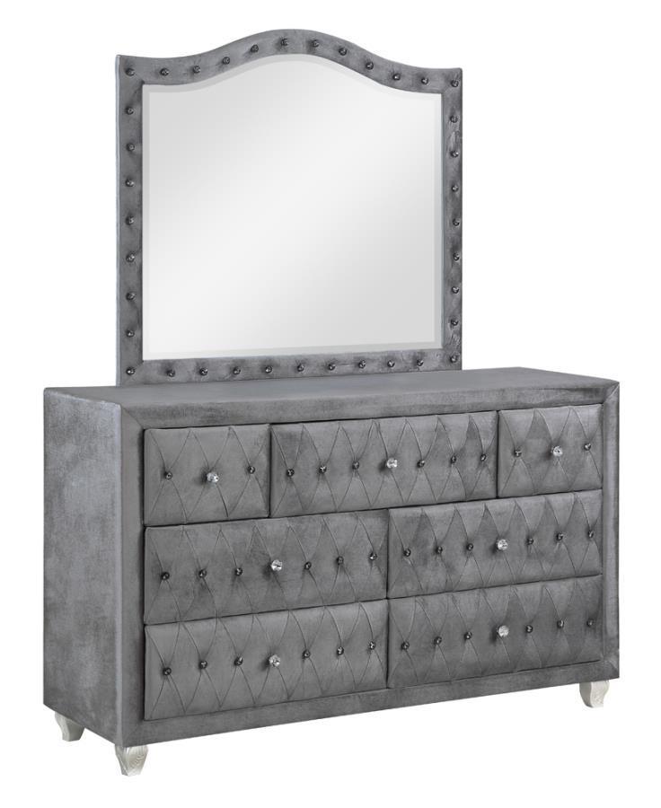 Deanna Upholstered Tufted Bedroom Set Grey Coaster Queen, 4 Piece FredCo