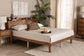 Decker Mid-Century Modern Transitional Walnut Brown Finished Wood Queen Size Platform Bed with Charging Station FredCo