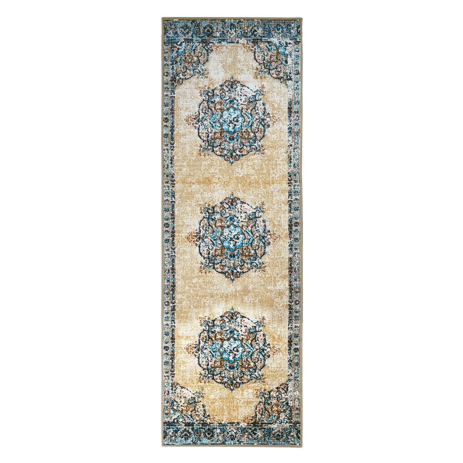 Decklan Non-Slip Vintage Oriental Medallion Foldable Rug FredCo