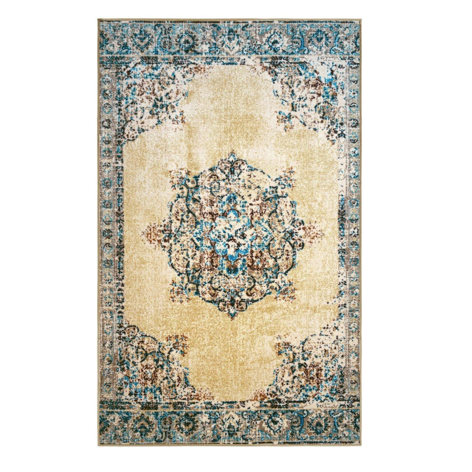Decklan Non-Slip Vintage Oriental Medallion Foldable Rug FredCo