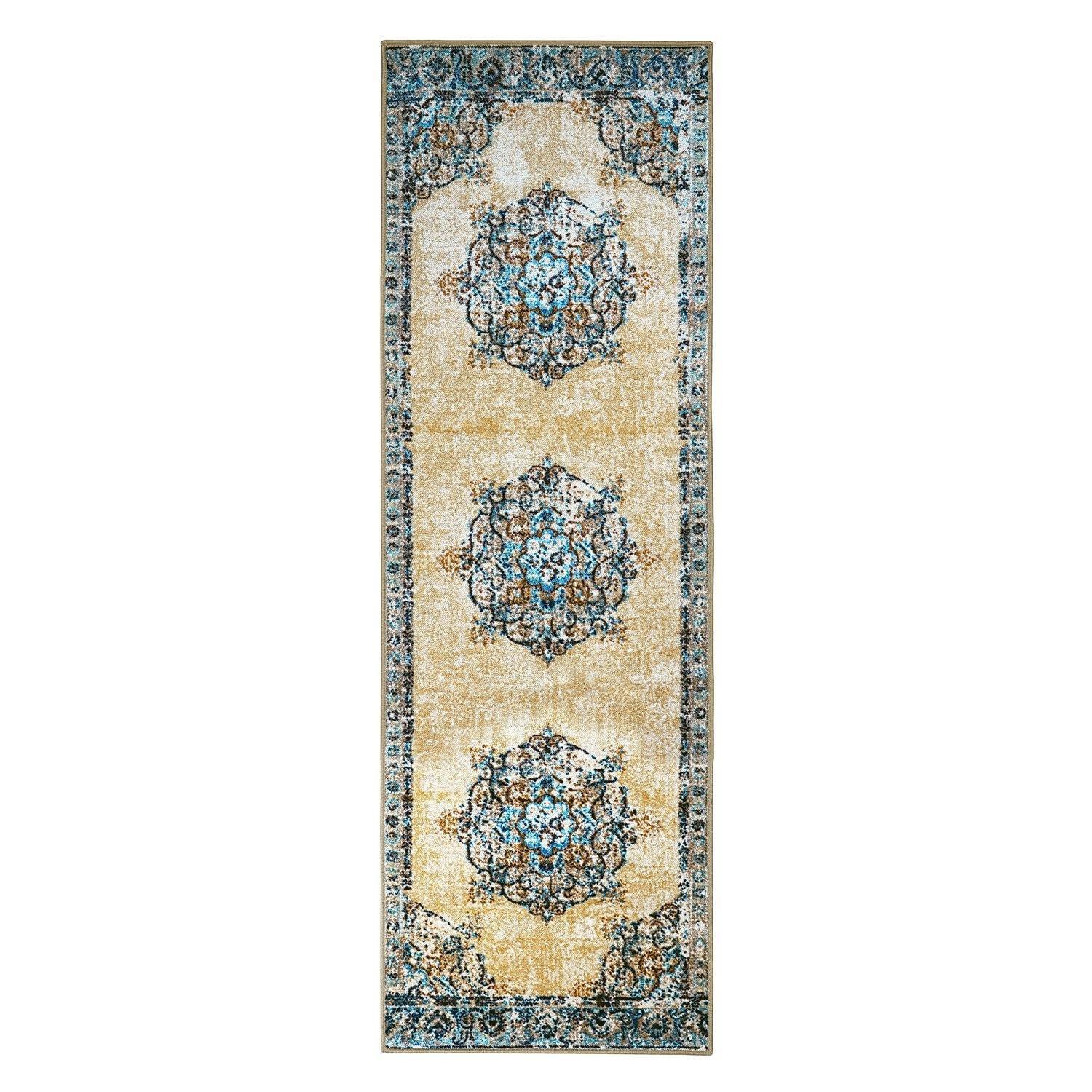 Decklan Non-Slip Vintage Oriental Medallion Foldable Rug FredCo