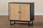 Declan Mid-Century Modern Espresso Brown Finished Wood and Natural Rattan 2-Door Storage Cabinet FredCo