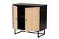 Declan Mid-Century Modern Espresso Brown Finished Wood and Natural Rattan 2-Door Storage Cabinet FredCo