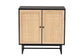 Declan Mid-Century Modern Espresso Brown Finished Wood and Natural Rattan 2-Door Storage Cabinet FredCo