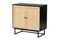 Declan Mid-Century Modern Espresso Brown Finished Wood and Natural Rattan 2-Door Storage Cabinet FredCo