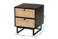 Declan Mid-Century Modern Espresso Brown Finished Wood and Natural Rattan 2-Drawer Nightstand FredCo