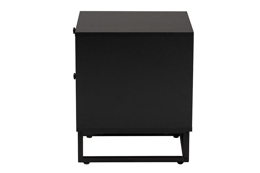 Declan Mid-Century Modern Espresso Brown Finished Wood and Natural Rattan 2-Drawer Nightstand FredCo
