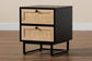 Declan Mid-Century Modern Espresso Brown Finished Wood and Natural Rattan 2-Drawer Nightstand FredCo
