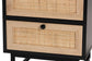 Declan Mid-Century Modern Espresso Brown Finished Wood and Natural Rattan 2-Drawer Nightstand FredCo