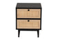 Declan Mid-Century Modern Espresso Brown Finished Wood and Natural Rattan 2-Drawer Nightstand FredCo
