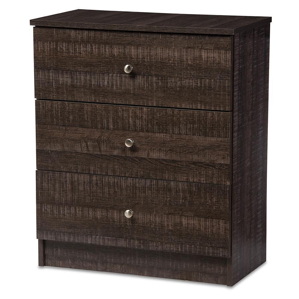Decon Modern and Contemporary Espresso Brown Wood 3-Drawer Storage Chest FredCo