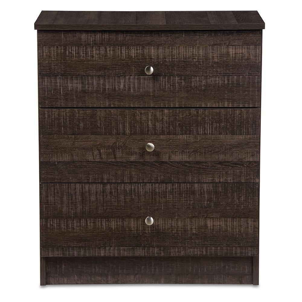 Decon Modern and Contemporary Espresso Brown Wood 3-Drawer Storage Chest FredCo