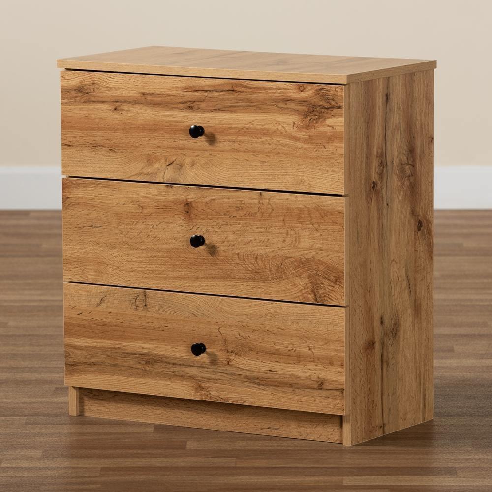 Decon Modern and Contemporary Oak Brown Finished Wood 3-Drawer Storage Chest FredCo
