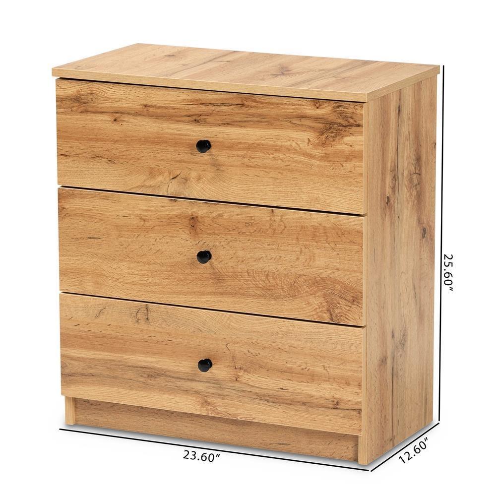 Decon Modern and Contemporary Oak Brown Finished Wood 3-Drawer Storage Chest FredCo