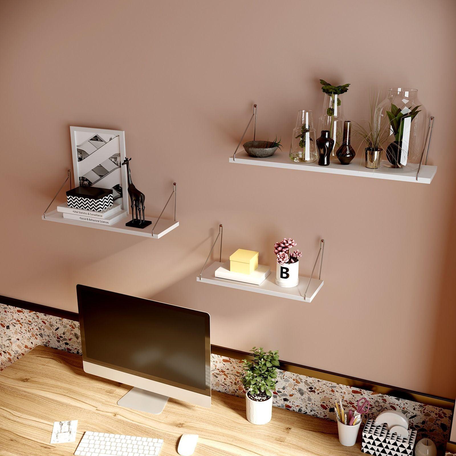 Decorative Wall Shelves Set of 30 White FredCo