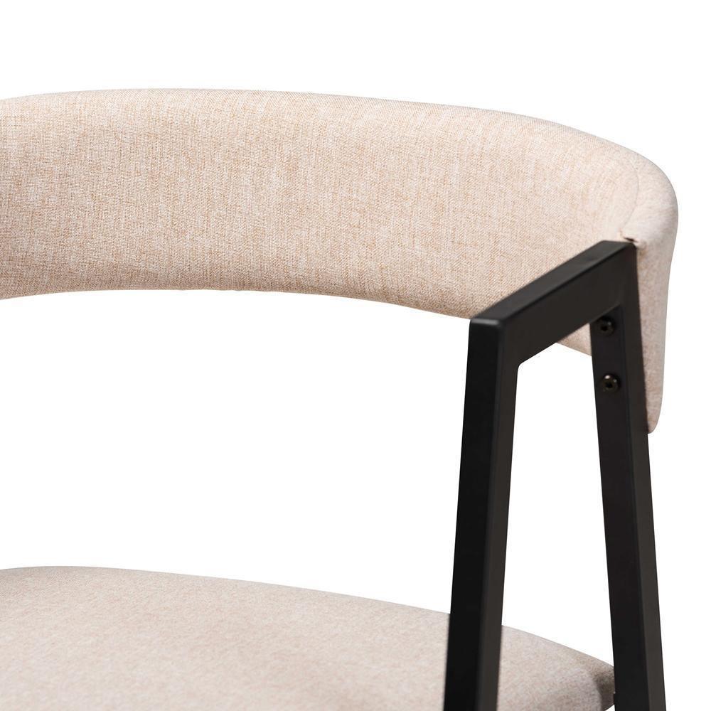 Delgado Modern and Contemporary Beige Fabric Upholstered and Black Metal 5-Piece Dining Set FredCo