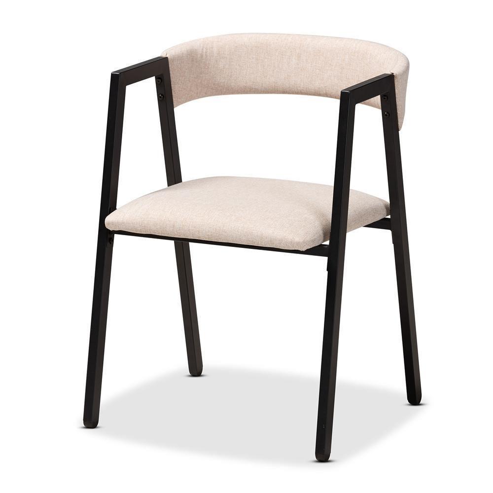 Delgado Modern and Contemporary Beige Fabric Upholstered and Black Metal 5-Piece Dining Set FredCo