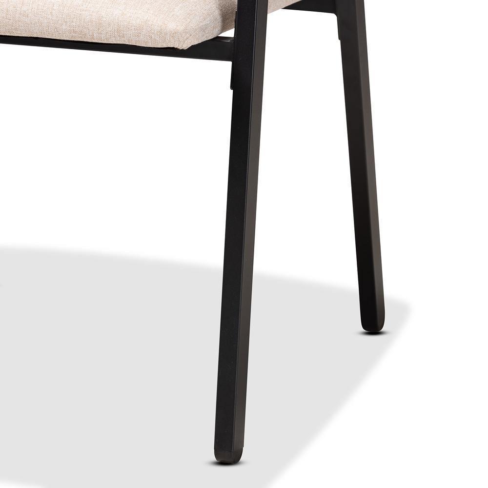 Delgado Modern and Contemporary Beige Fabric Upholstered and Black Metal 5-Piece Dining Set FredCo