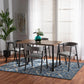 Delgado Modern and Contemporary Grey Fabric Upholstered and Black Metal 5-Piece Dining Set FredCo